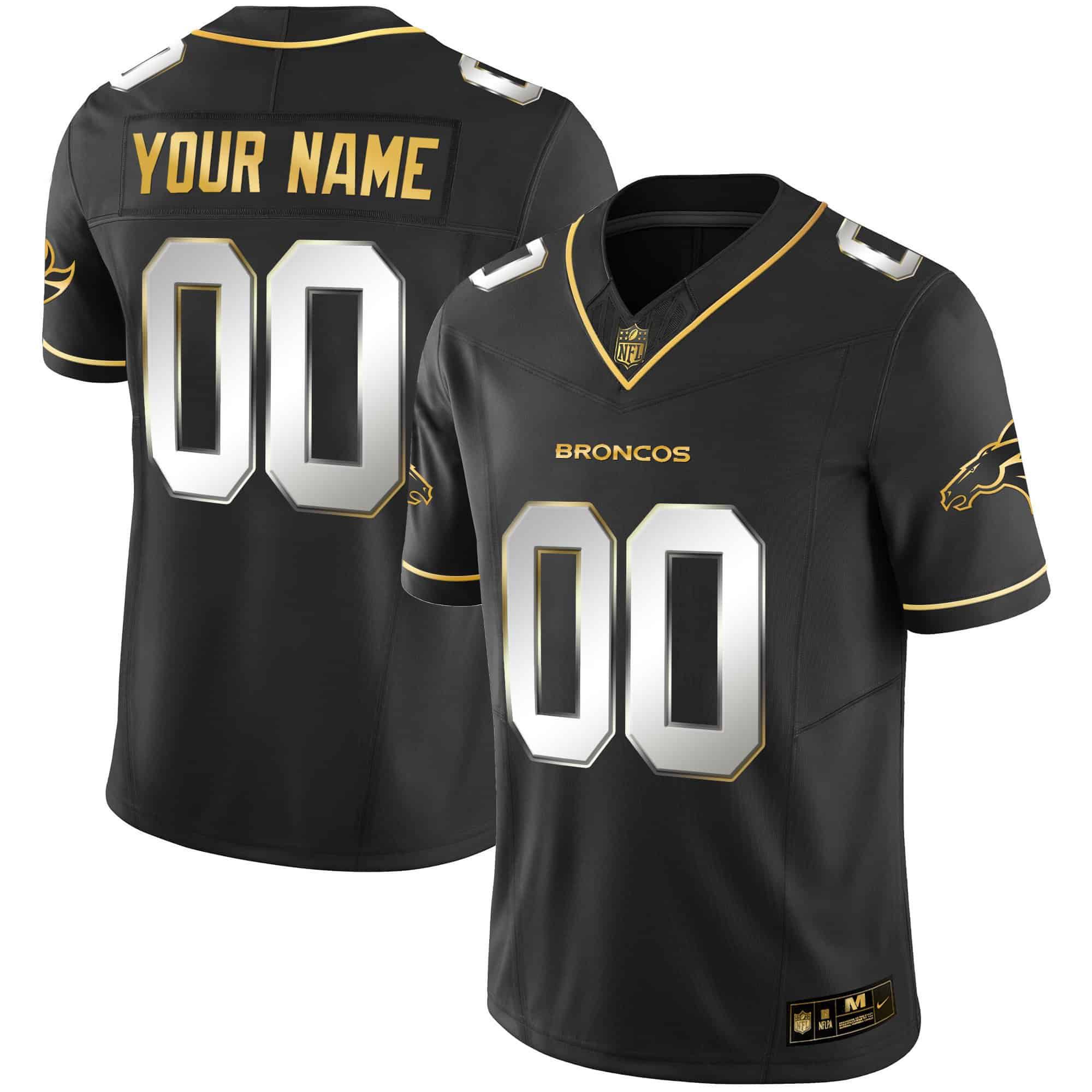 Men Denver Broncos Black Gold 2024 Nike Vapor Limited Custom NFL Jersey style 1->customized nfl jersey->Custom Jersey